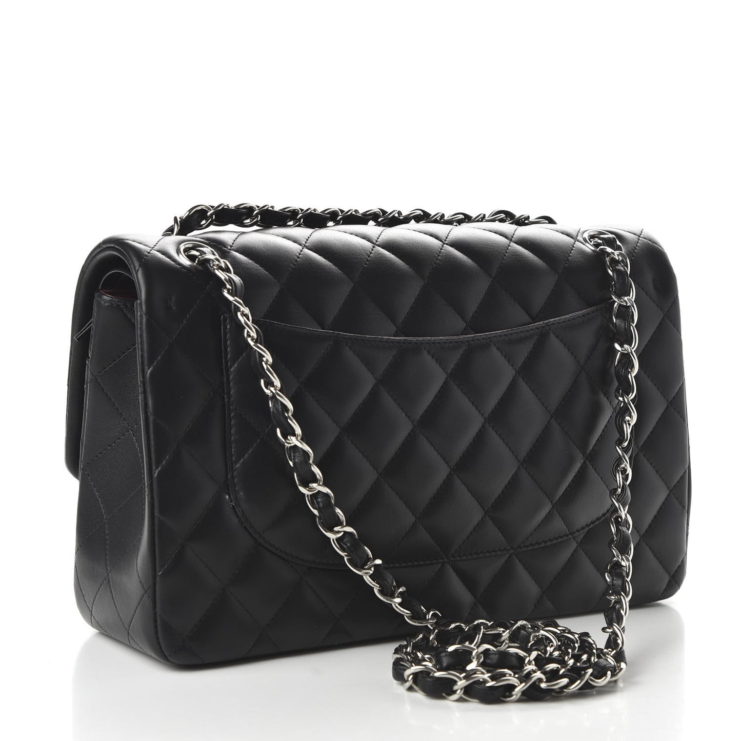 Lambskin Quilted Jumbo Double Flap Black