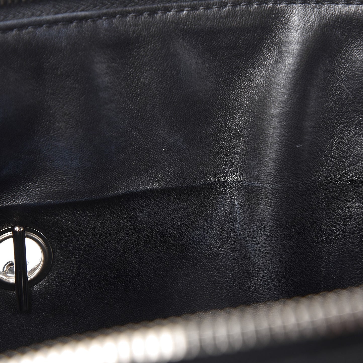 Lambskin Surpique Chevron Quilted Tote Black