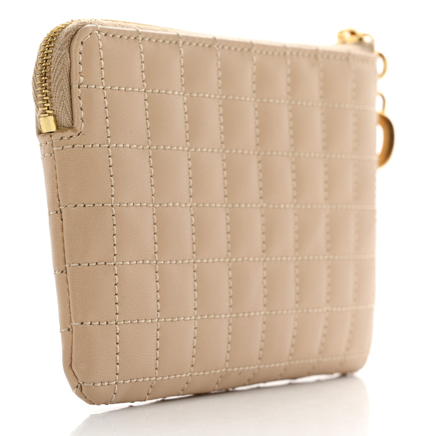 Celine Calfskin Quilted C Charm Coin Card Pouch Nude 3 of 11