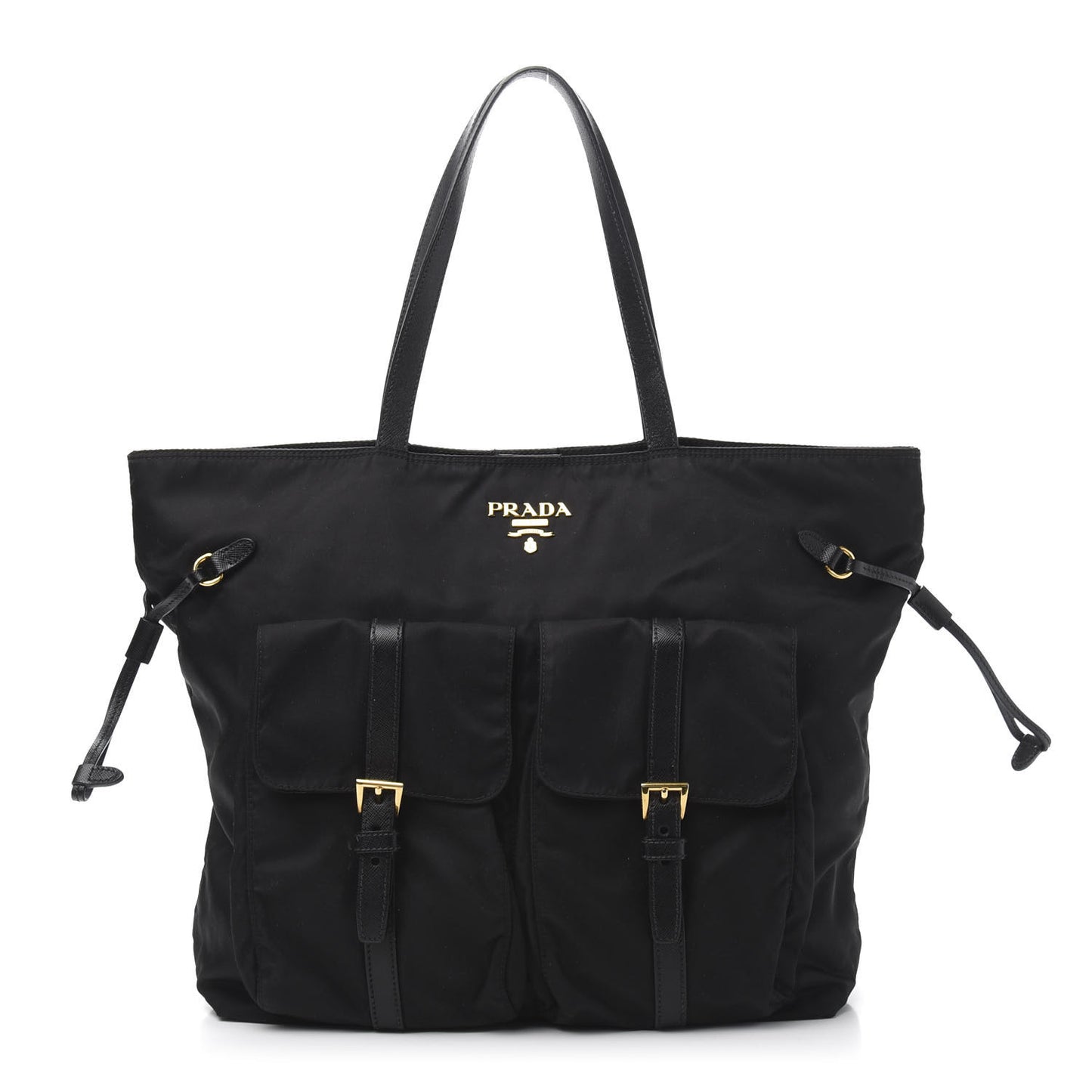 Nylon Saffiano Front Pocket Tote Black