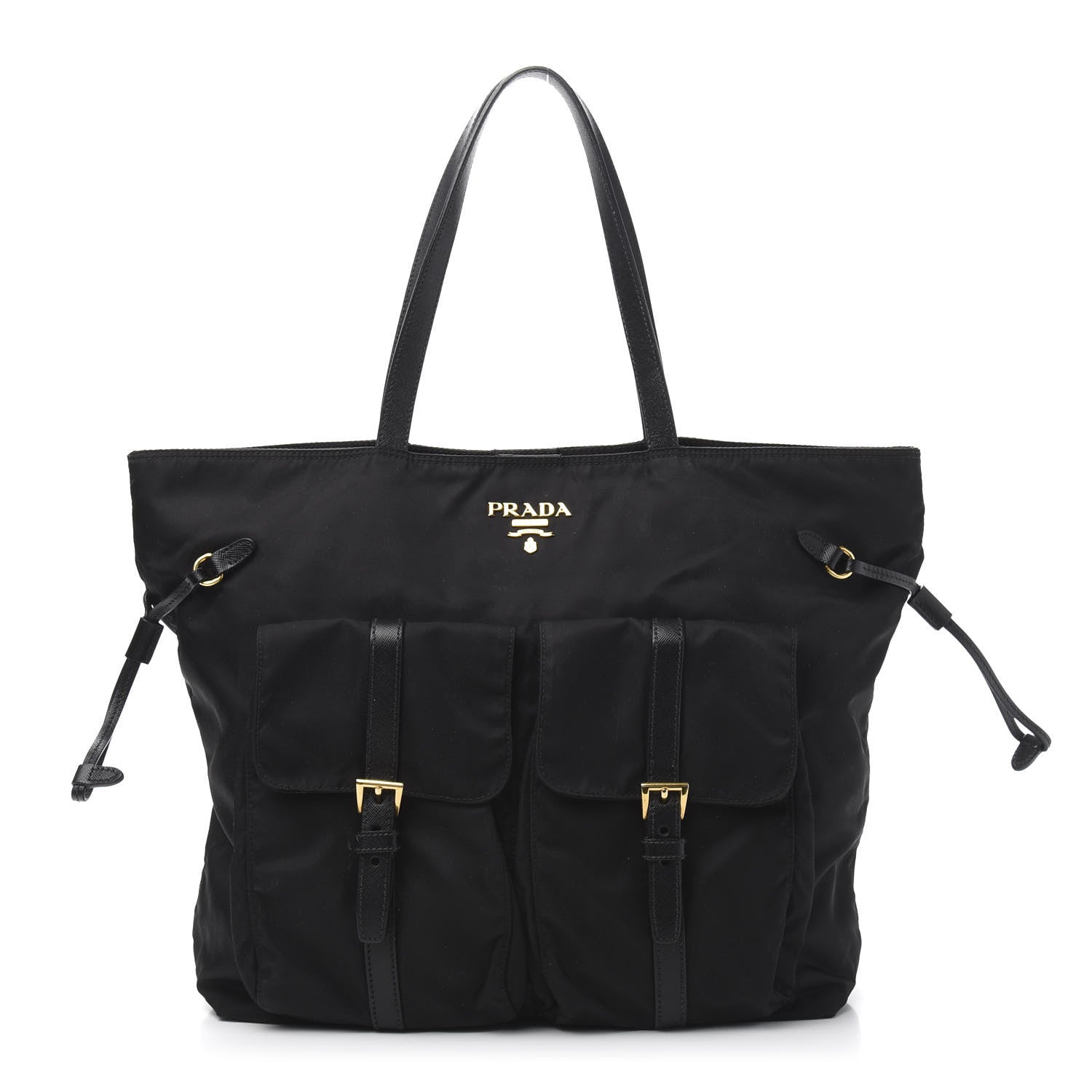 Prada Nylon Saffiano Front Pocket Tote Black 1 of 12