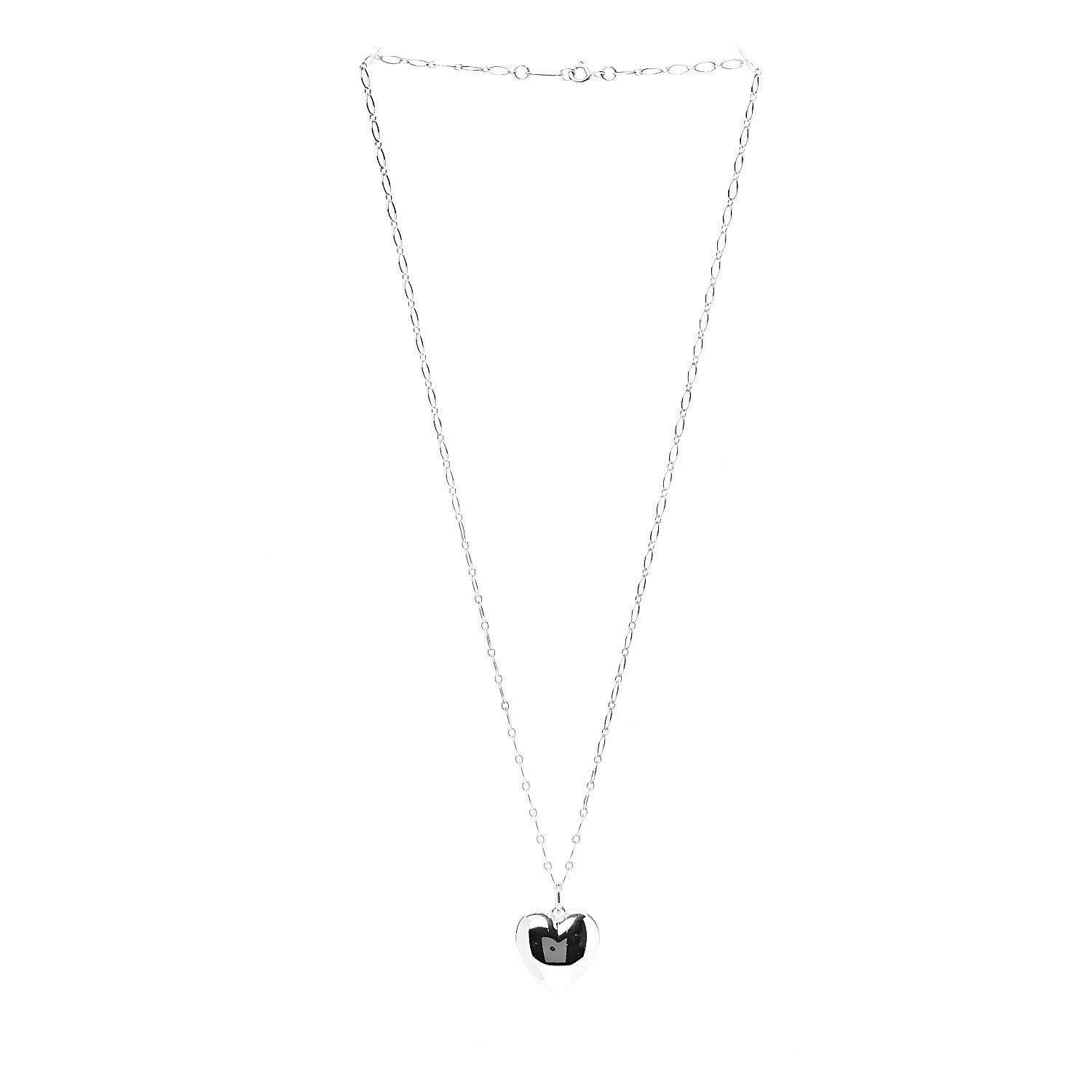 Tiffany Sterling Silver Puffed Heart Pendant Link Necklace 2 of 5