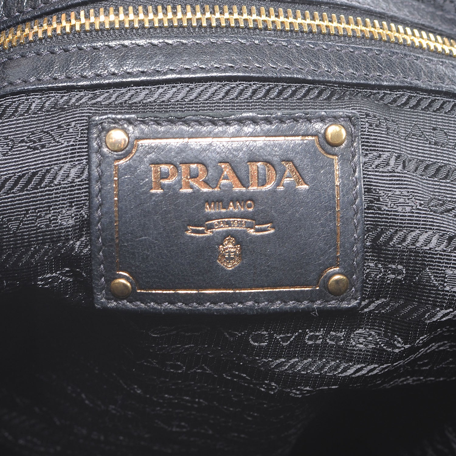 Prada Cervo Shine Tote Black 6 of 6