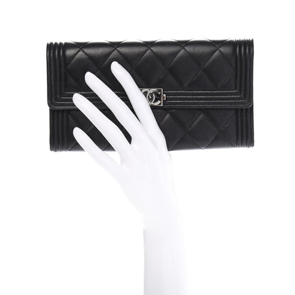 Chanel Lambskin Quilted Boy Flap Wallet Black 2 of 14