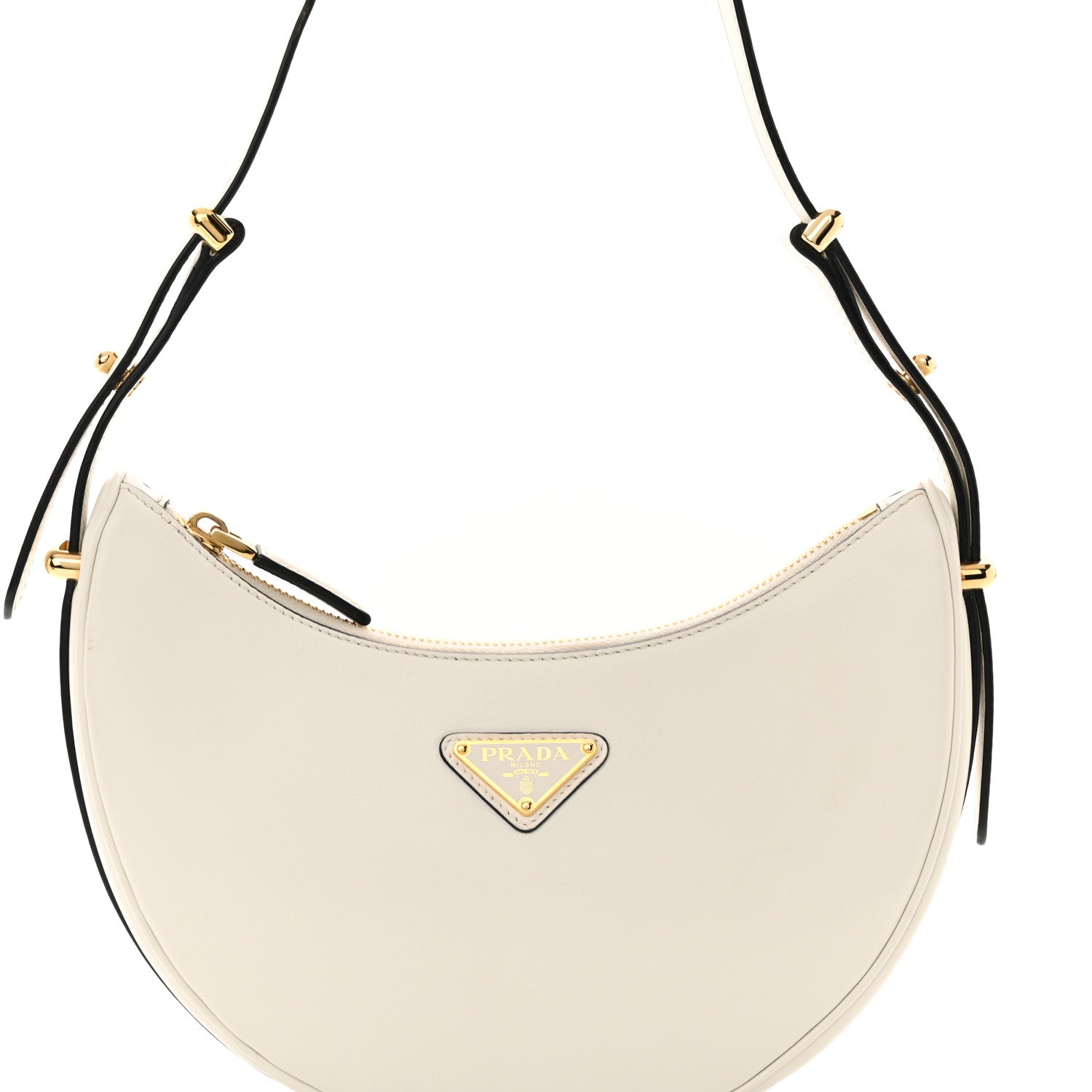 Prada Soft Calfskin Arque Shoulder Bag White 7 of 10