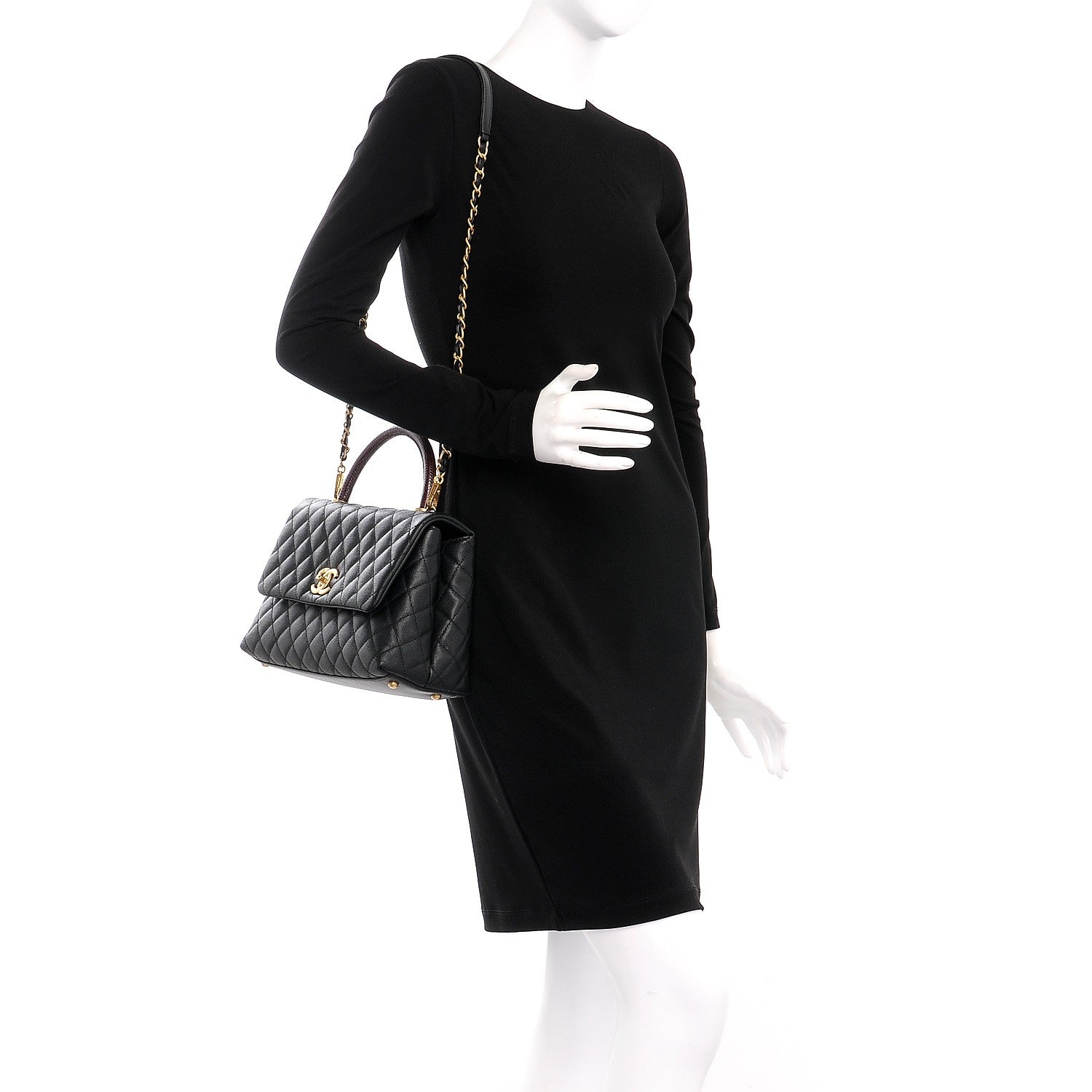 Chanel Caviar Lizard Quilted Small Coco Handle Flap Black 2 of 8