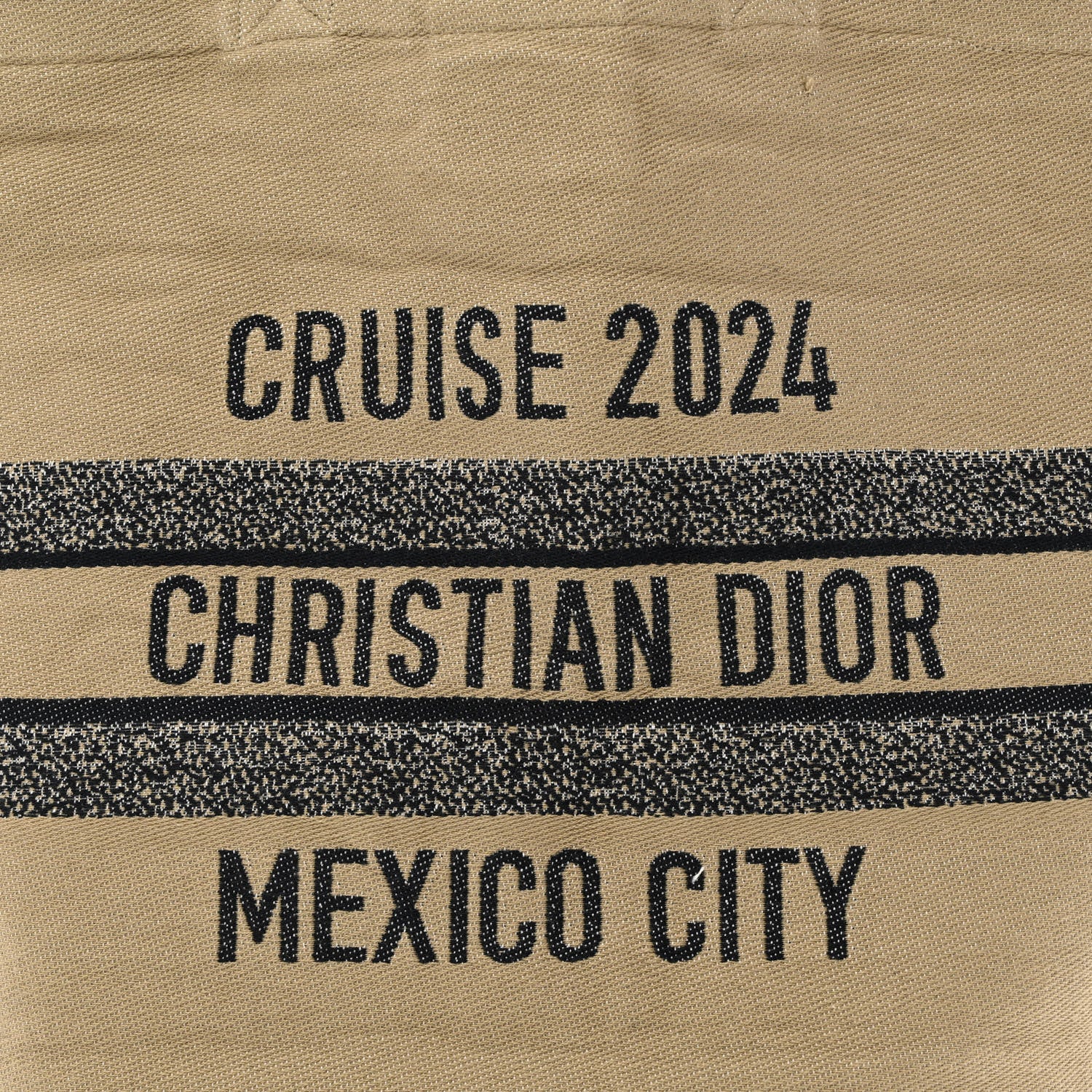 Christian Dior Canvas Print Cruise Tote Ivory Black 6 of 9