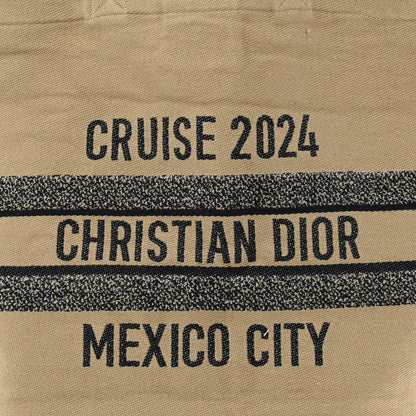 Christian Dior Canvas Print Cruise Tote Ivory Black 6 of 9