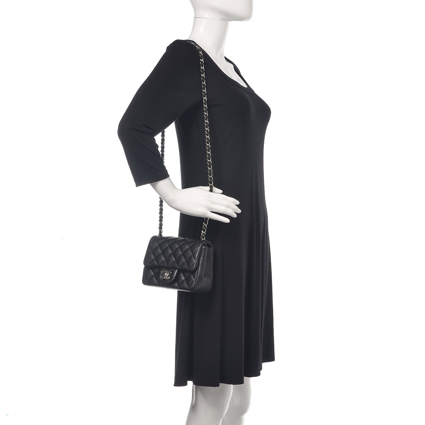 Caviar Quilted Mini Square Flap Black