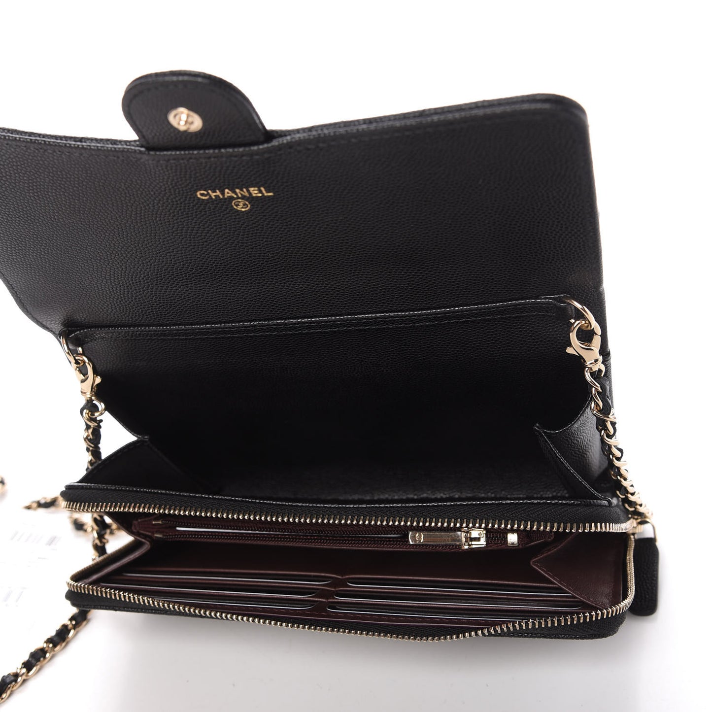 Caviar Quilted Flap Phone Holder With Chain Black