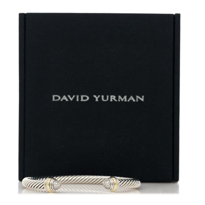 David Yurman Sterling Silver 14K Yellow Gold Diamond 5mm Cable Classics Bracelet 5 of 5
