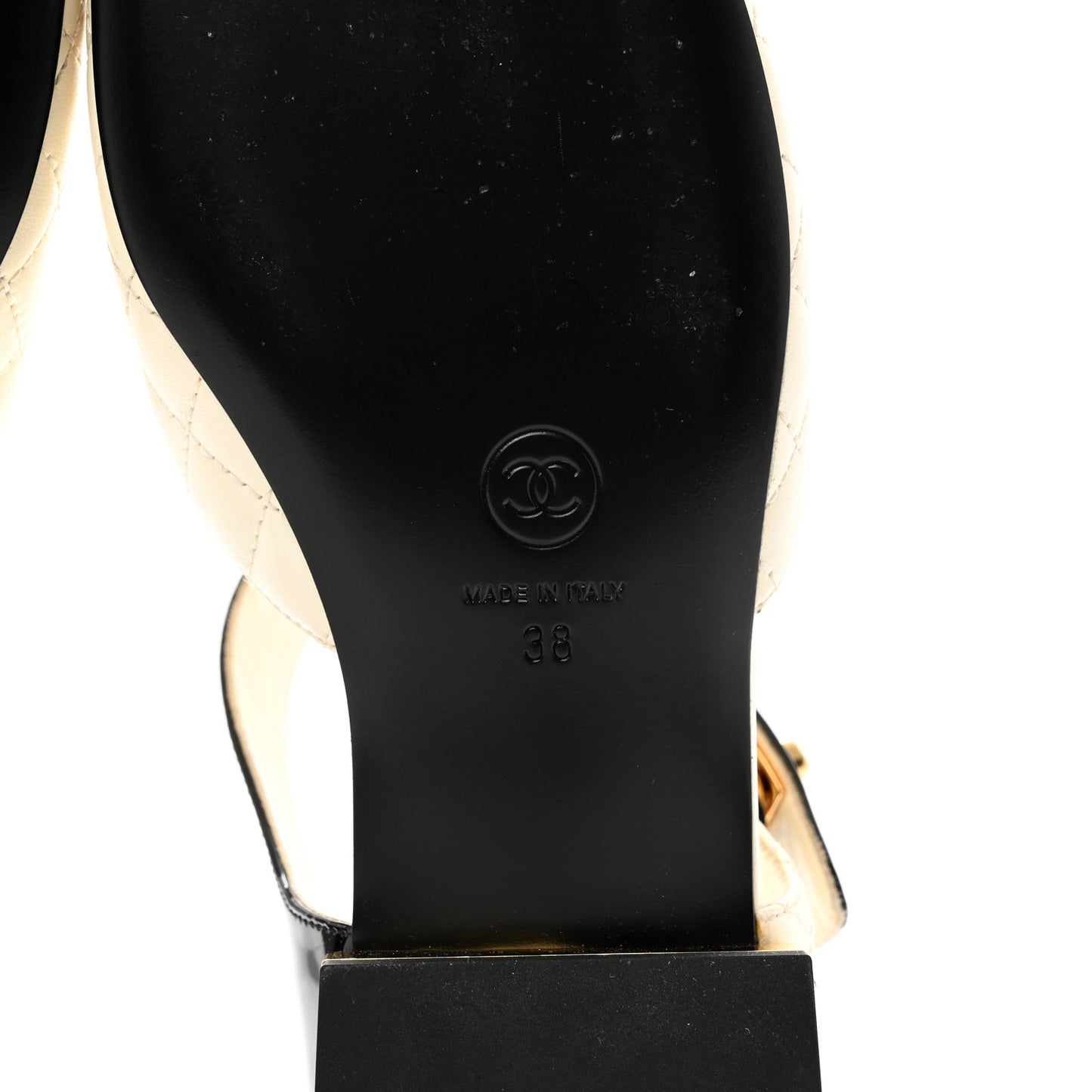 Patent Lambskin Quilted Cap Toe Ballerina Flats 37.5 Ivory Black 38 Ivory Black