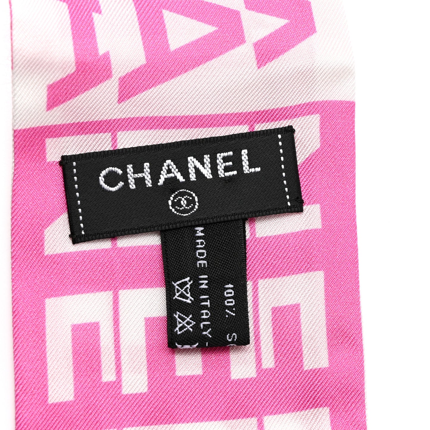 Silk Logo Slim Bandeau Scarf Fuchsia White