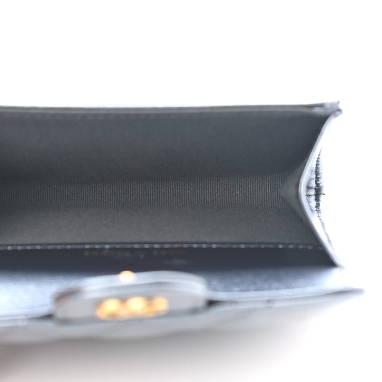 Chanel Metallic Lambskin Quilted Flap Card Holder Wallet Dark Blue 5 of 9