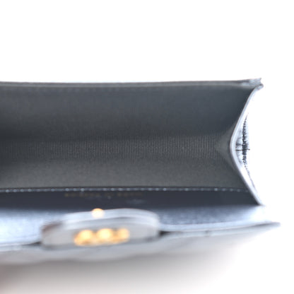 Chanel Metallic Lambskin Quilted Flap Card Holder Wallet Dark Blue 5 of 9