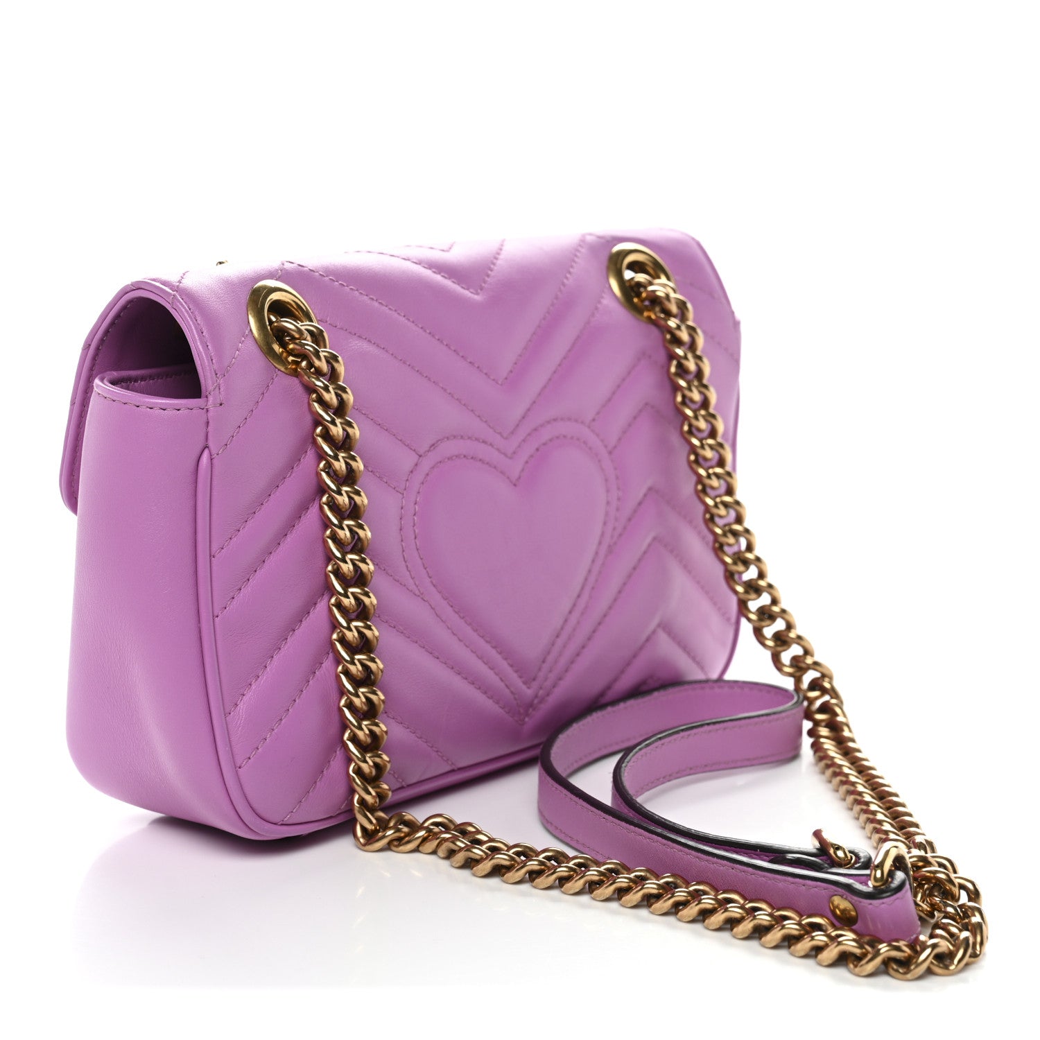 Gucci Calfskin Matelasse Mini GG Marmont Shoulder Bag Candy Mousse