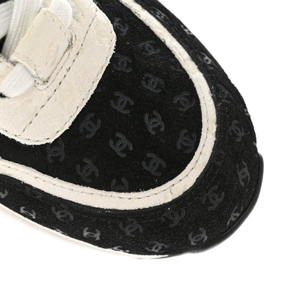 Chanel Nylon Suede Calfskin Printed CC Sneakers 39 White Black 9 of 12