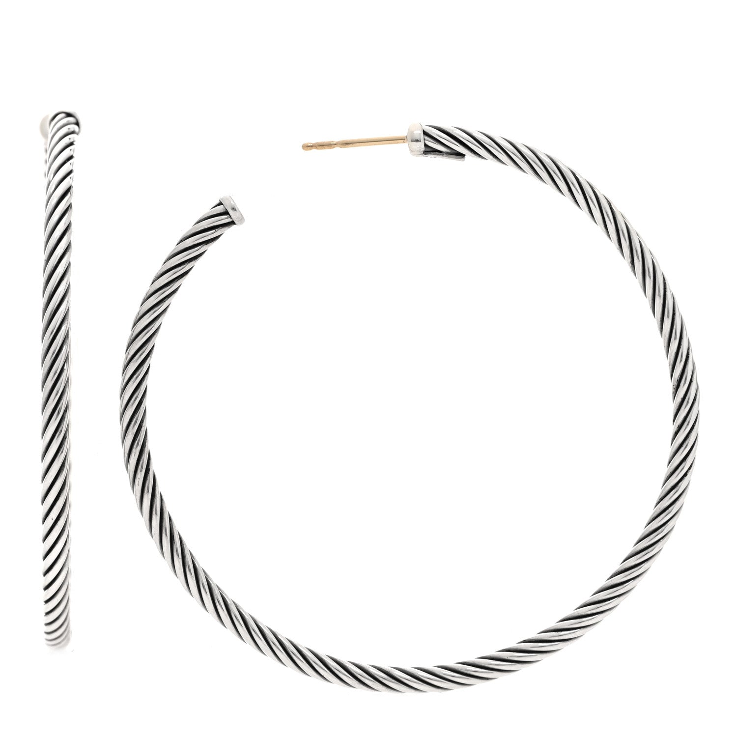 David Yurman Sterling Silver Extra Large Cable Classics Hoop Earrings 1 of 4