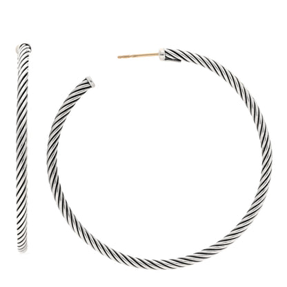 David Yurman Sterling Silver Extra Large Cable Classics Hoop Earrings 1 of 4