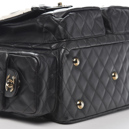 Chanel Calfskin Quilted Large Cambon Multipocket Reporter Black White 11 of 14