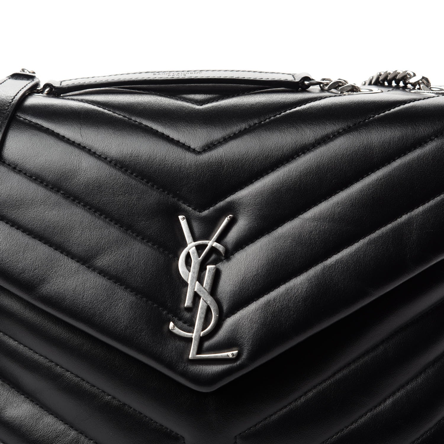 Saint Laurent Calfskin Y Quilted Monogram Medium Loulou Chain Satchel Black 11 of 11