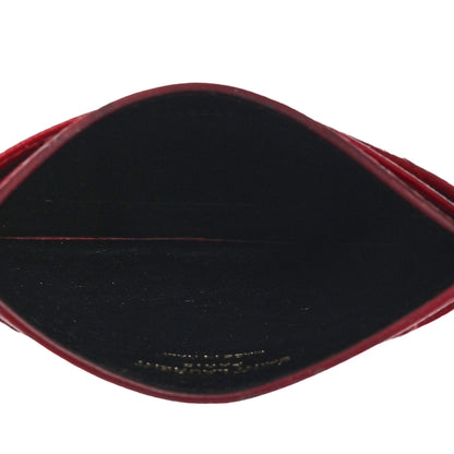 Saint Laurent Grain De Poudre Matelasse Chevron Monogram Credit Card Case New Red 5 of 18