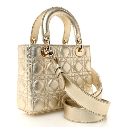 Christian Dior Metallic Lambskin Cannage Small My ABCDior Lady Dior Gold 3 of 10