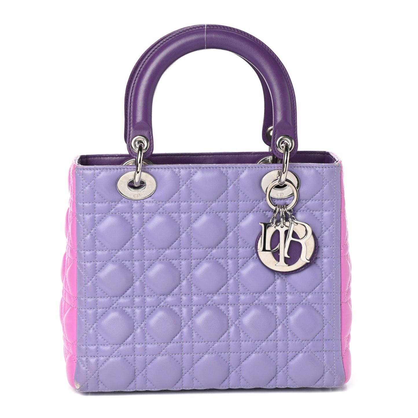 Lambskin Cannage Medium Bi-Color Lady Dior Pink Purple