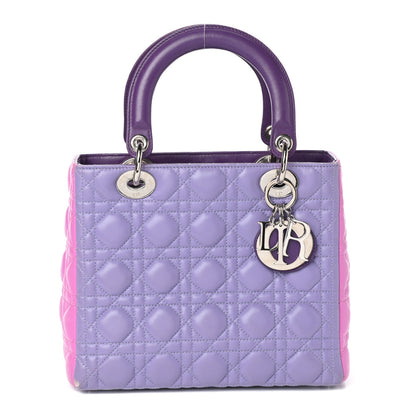 Christian Dior Lambskin Cannage Medium Bi-Color Lady Dior Pink Purple 1 of 14