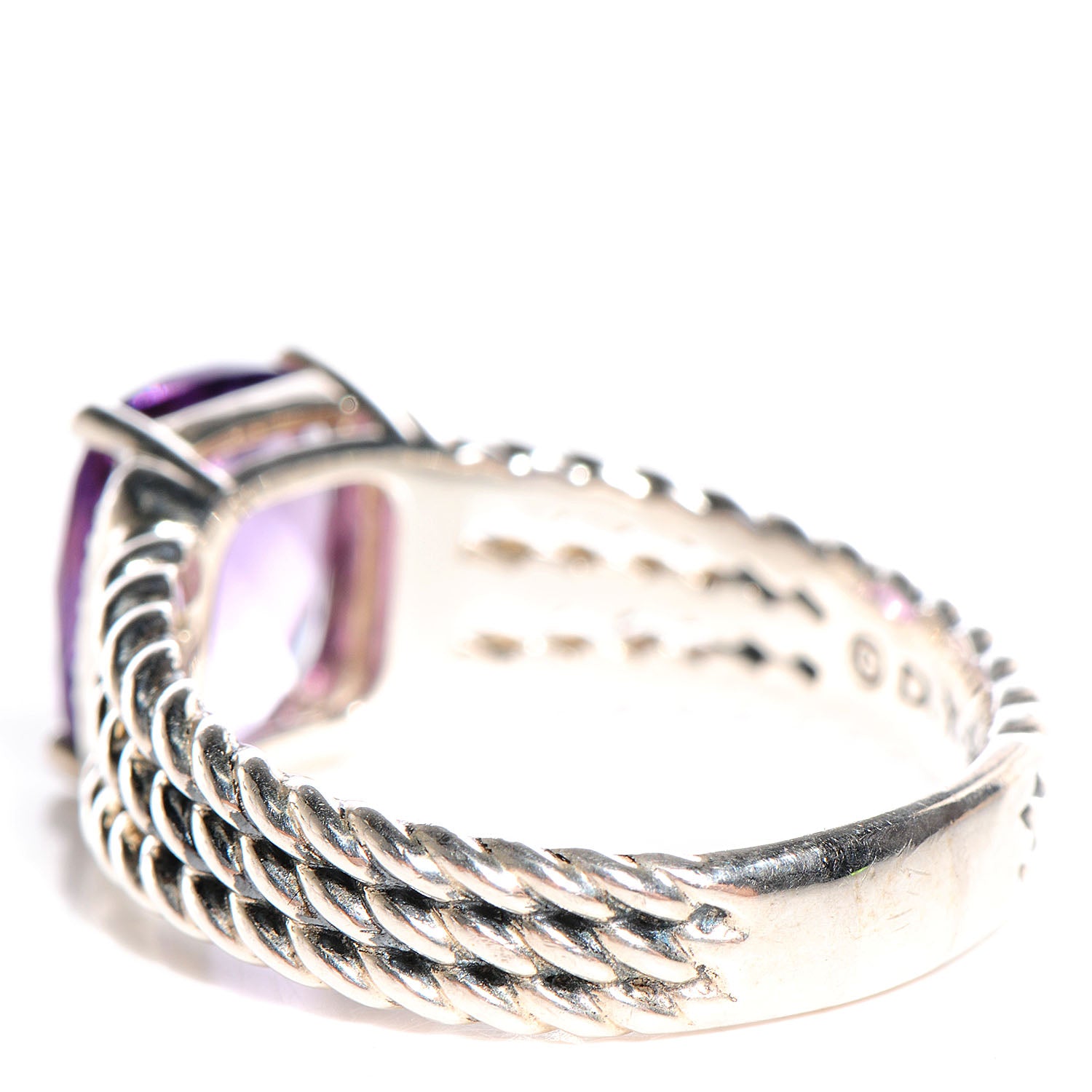 David Yurman Sterling Silver Diamond Amethyst 10mm Petite Wheaton Ring 60 9 3 of 4