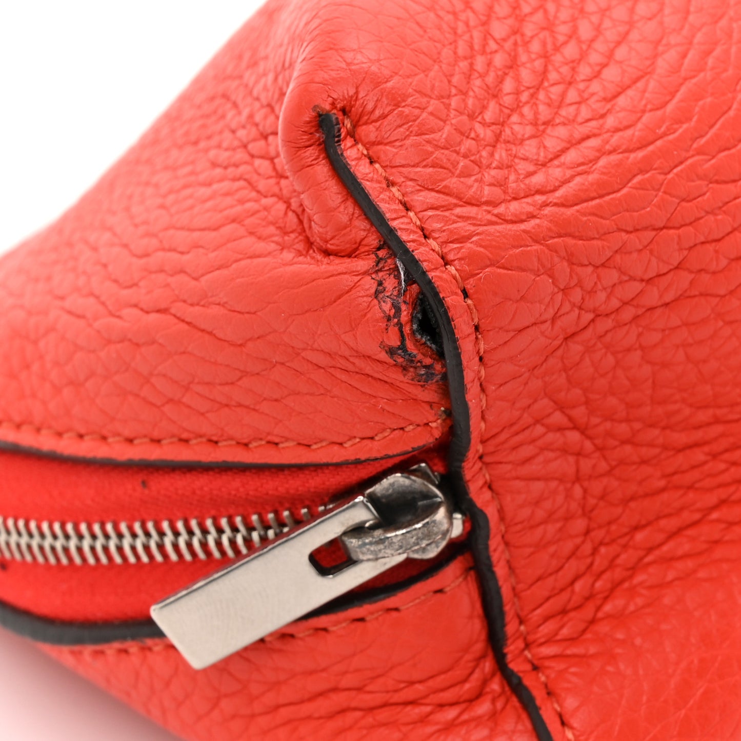 Soft Grained Calfskin Cosmetic Pouch Bag Red