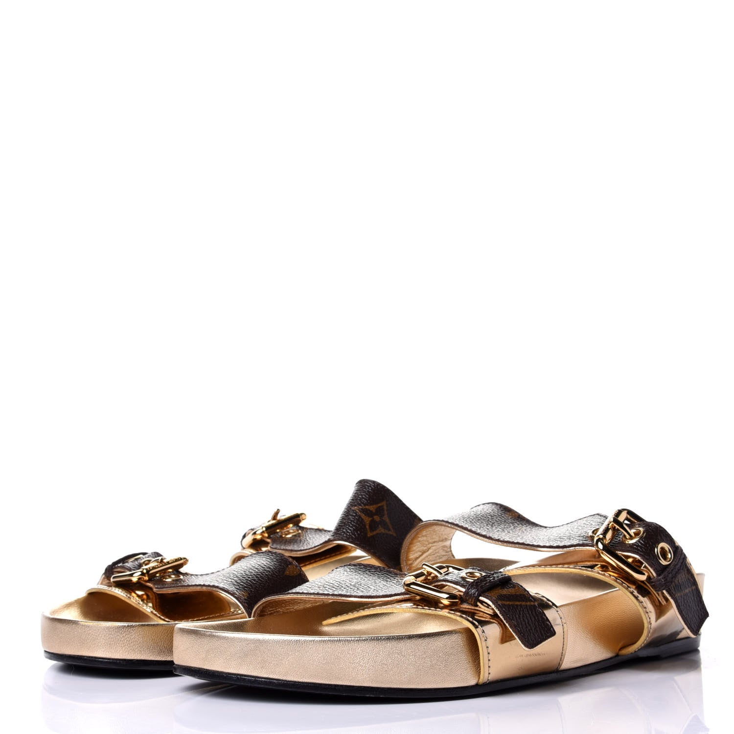 Louis Vuitton Patent Calfskin Monogram Bom Dia Mule Sandals 39 Gold 3 of 10