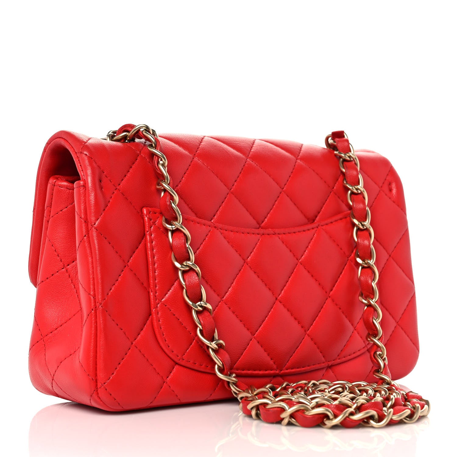 Chanel Lambskin Quilted Mini Rectangular Flap Red 2 of 8