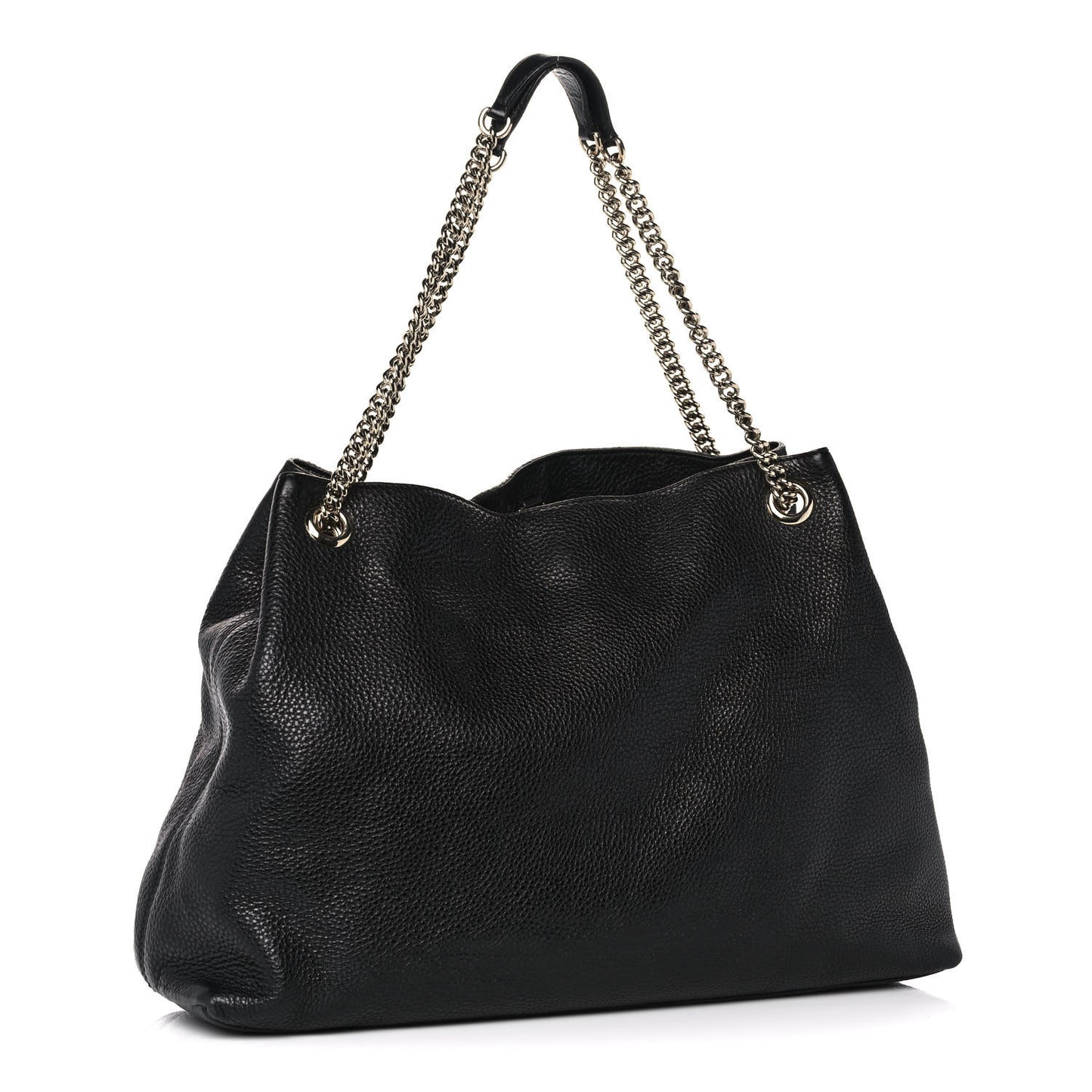 Pebbled Calfskin Large Soho Chain Shoulder Bag Black
