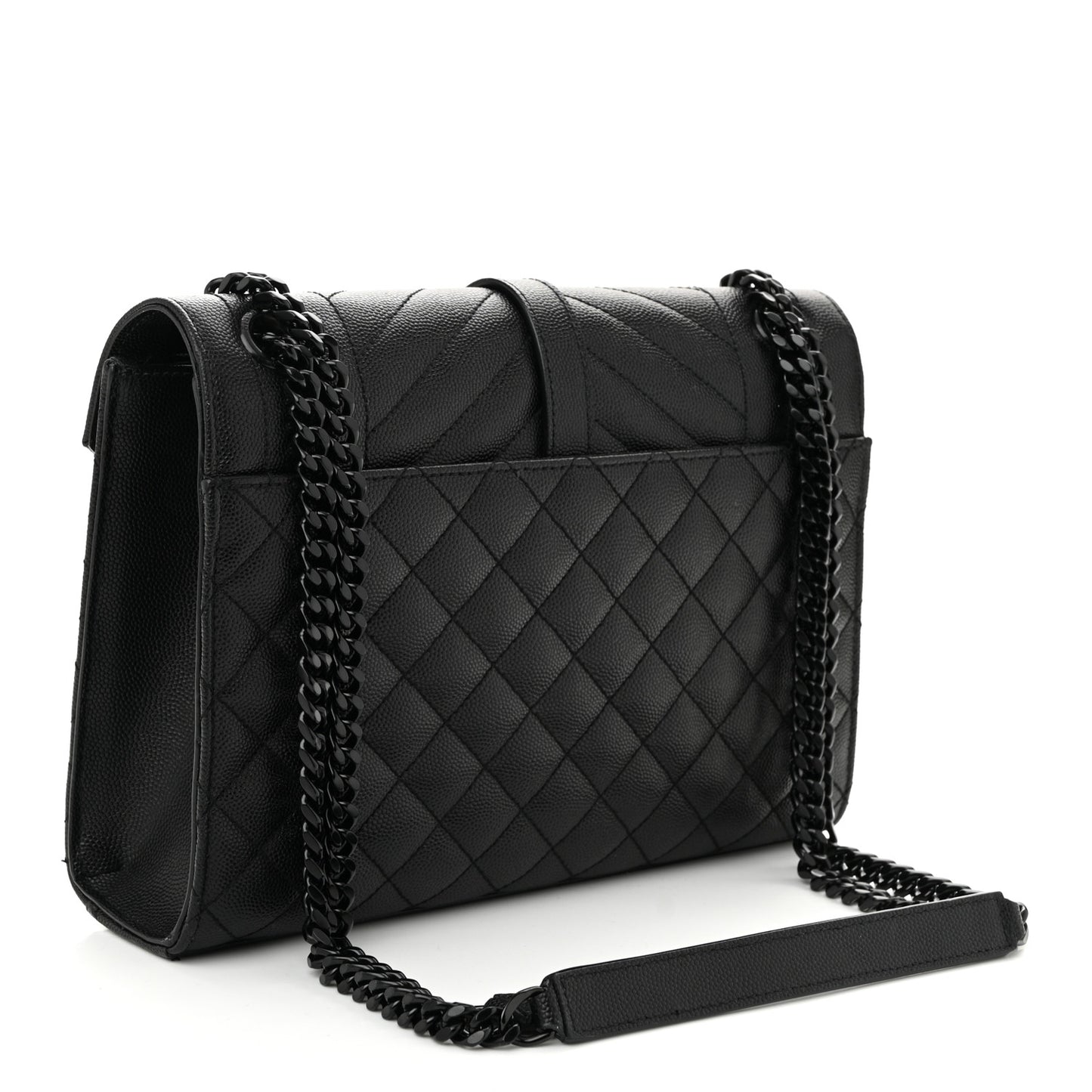 Grain De Poudre Textured Mixed Matelasse Triquilt Medium Monogram Monochrome Satchel Black