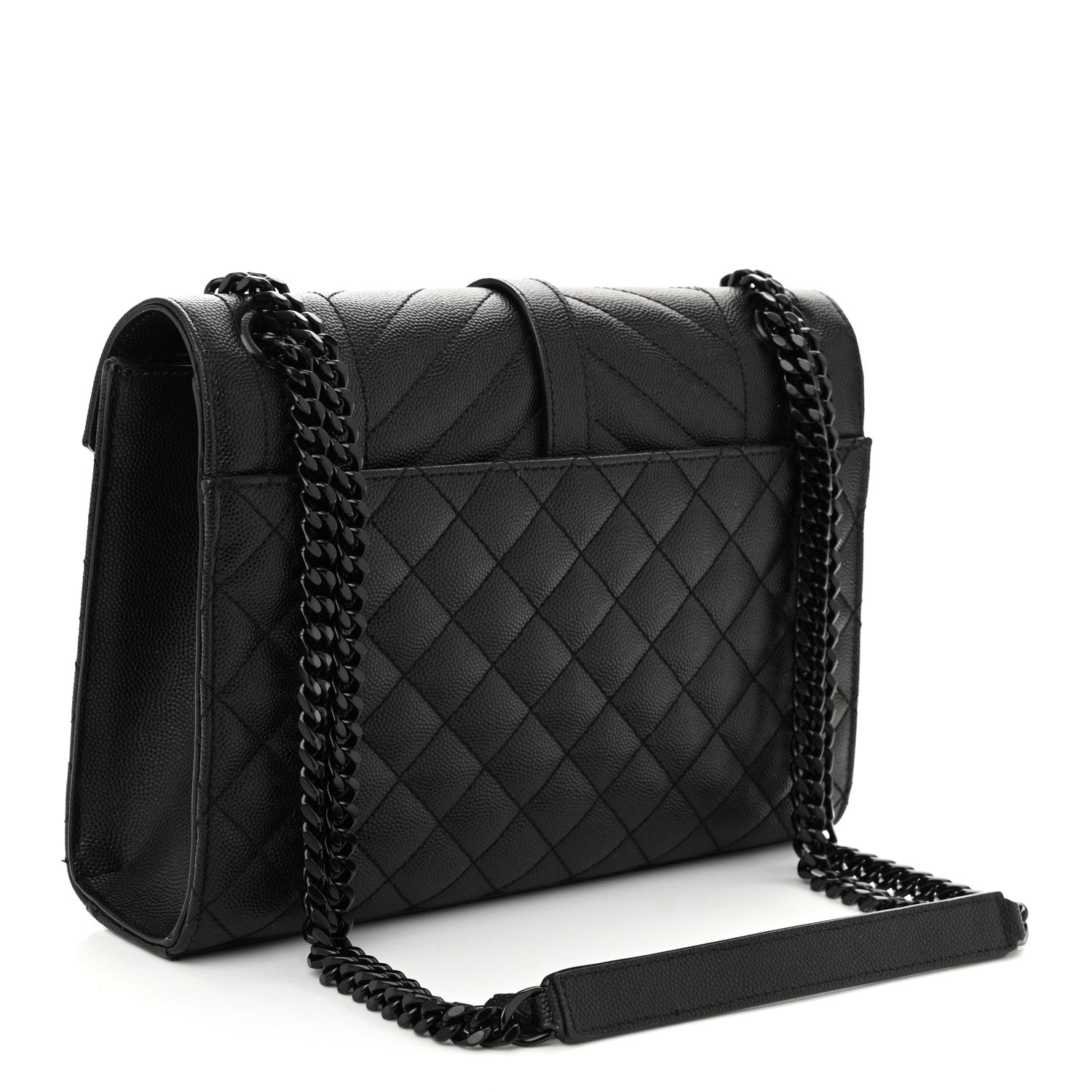 Saint Laurent Grain De Poudre Textured Mixed Matelasse Triquilt Medium Monogram Monochrome Satchel Black 3 of 12
