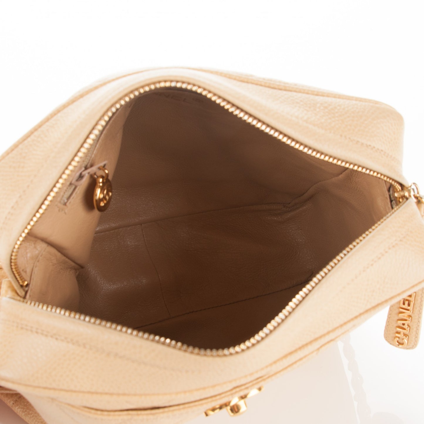 Caviar Quilted Camera Case Beige