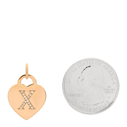 Tiffany 18K Rose Gold Diamond Tiffany Letter X Heart Tag Charm 2 of 4