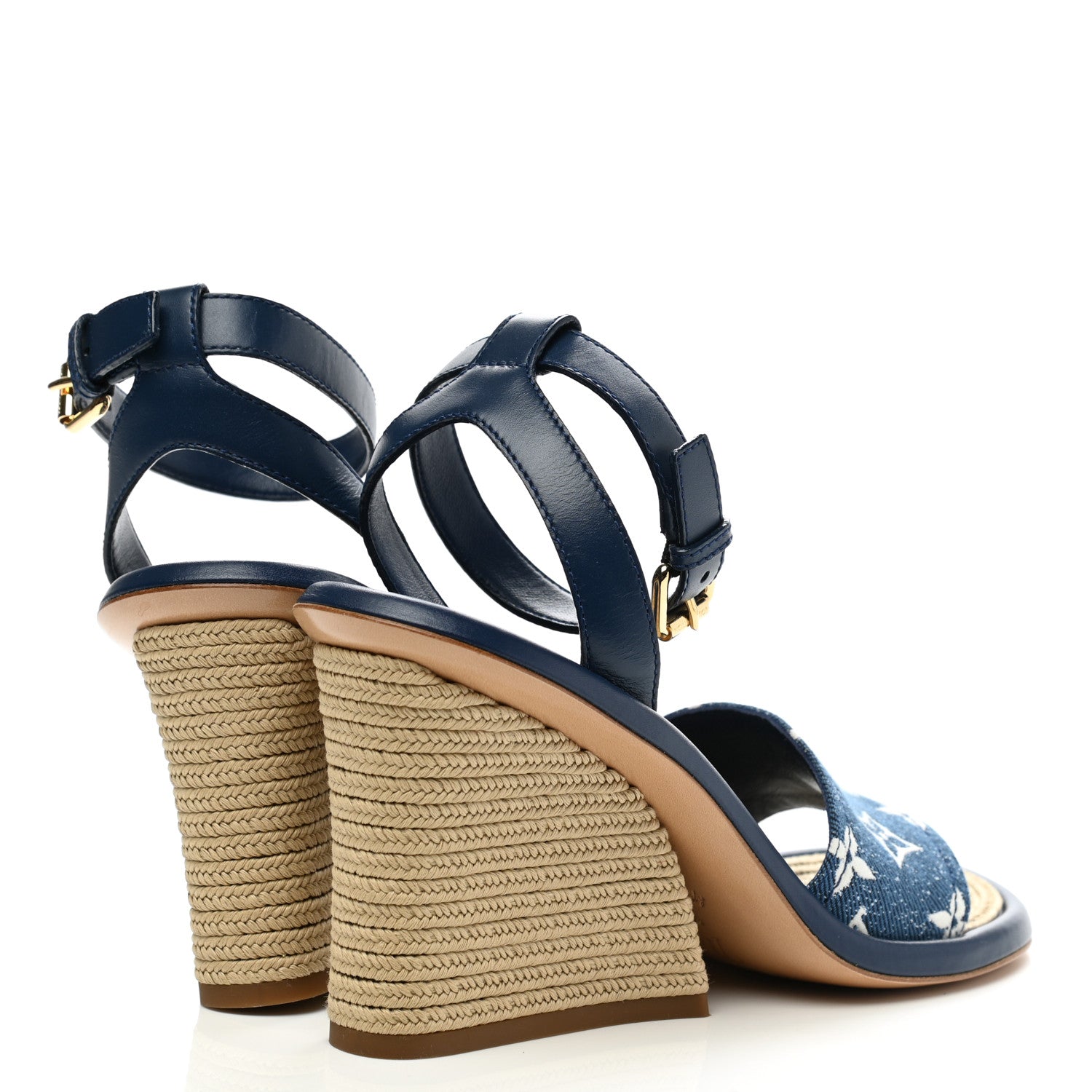 Louis Vuitton Monogram Denim Maia Wedge Sandal 37.5 4 of 8