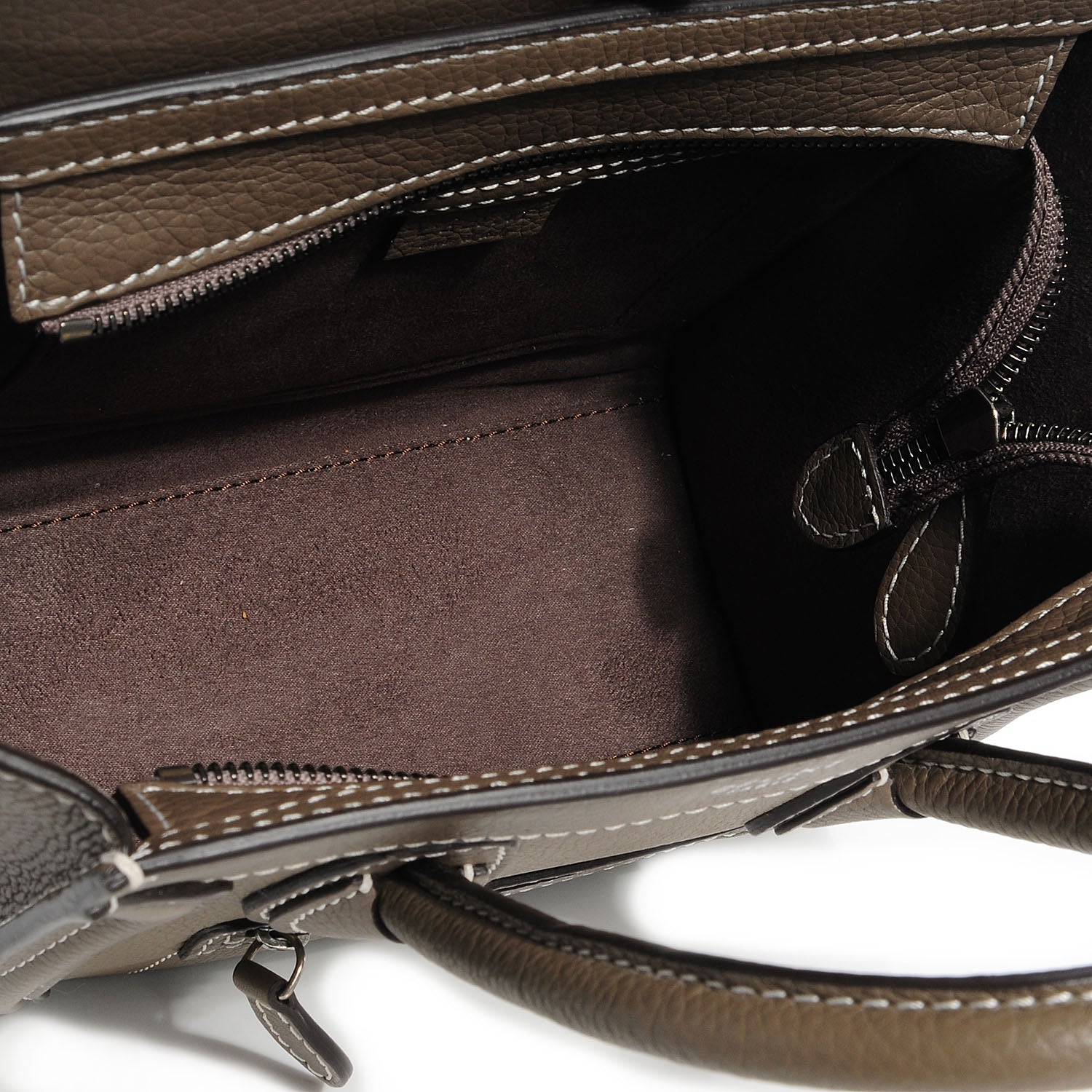 Celine Drummed Leather Nano Luggage Souris 4 of 8