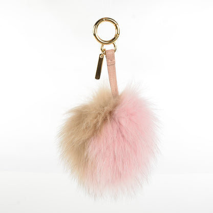 Fendi Fox Fur Vitello Elite Bi-Color Pom Pom Bag Charm Rosa Cammello Cipria 3 of 7