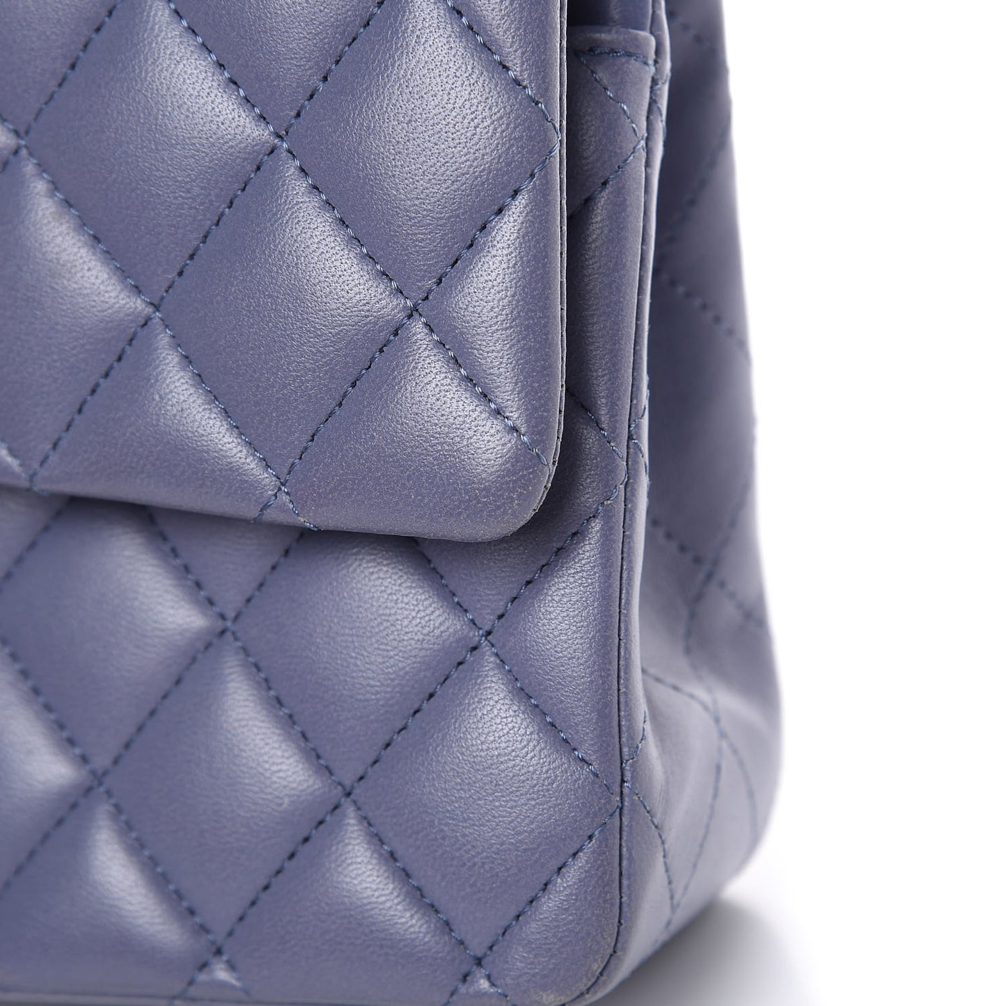 Lambskin Quilted Medium Double Flap Light Purple