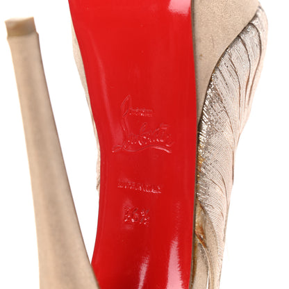 Christian Louboutin Suede Evadiva Plato 150 Platform Pumps 36.5 Nude 6 of 11