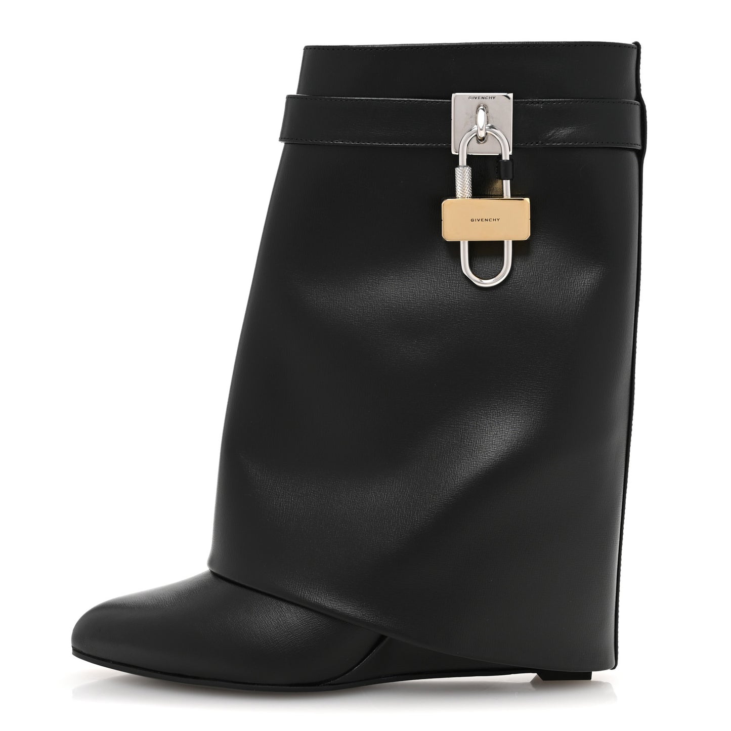 Calfskin Shark Lock Ankle Boots 40 Black