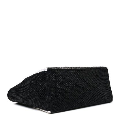 Loewe Raffia Large Paula's Ibiza Logo Tote Black White 4 of 9