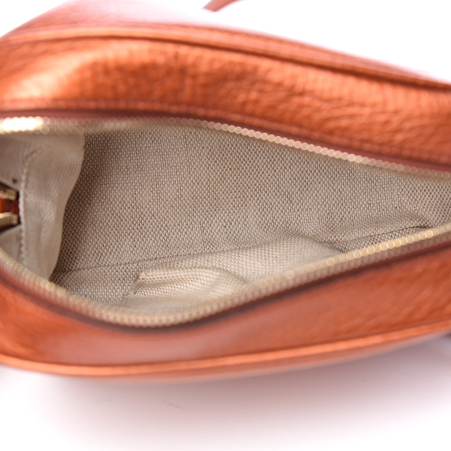 Gucci Metallic Pebbled Calfskin Small Soho Disco Bag Burnt Orange 5 of 10