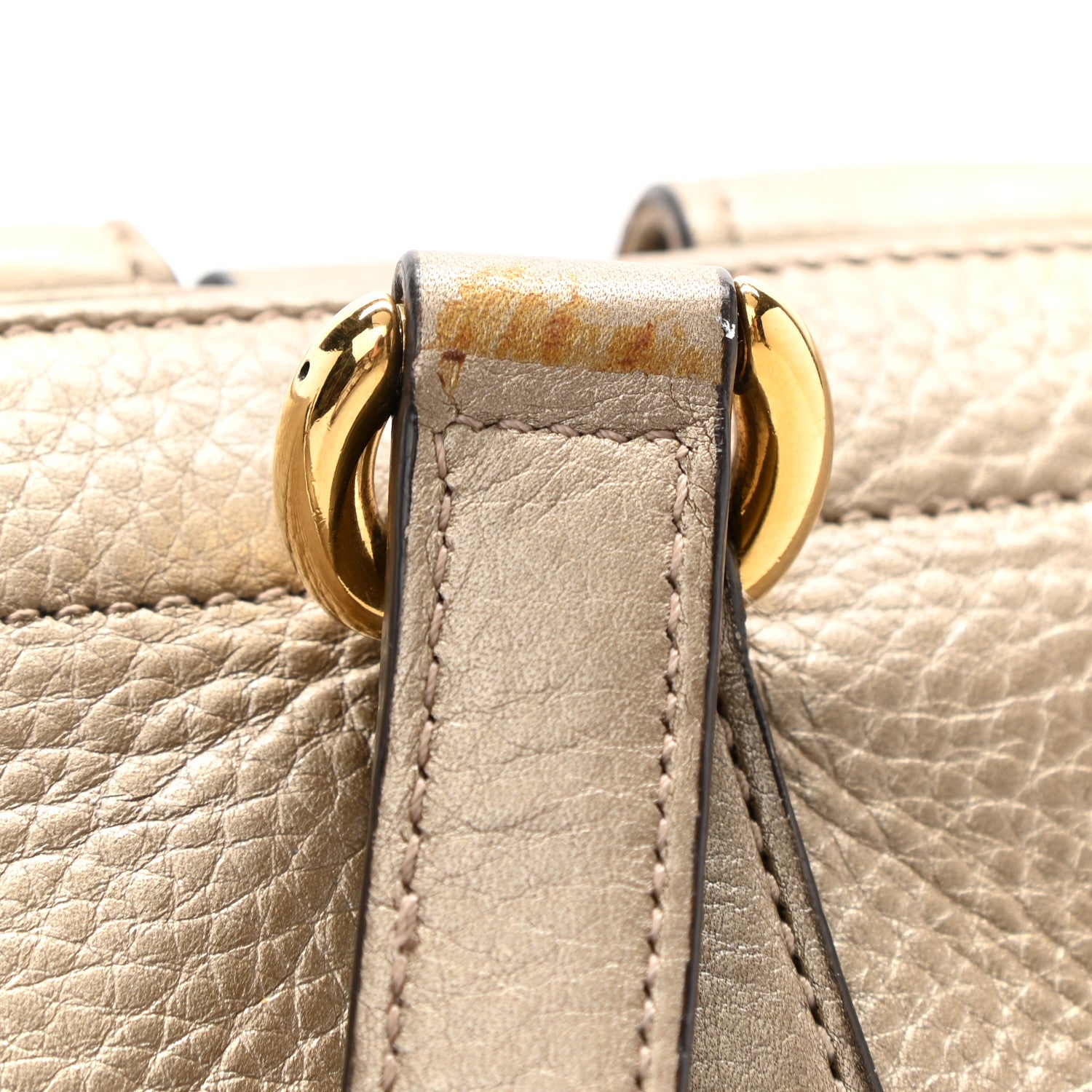 Gucci Metallic Pebbled Calfskin Medium 1973 Top Handle Satchel Golden Beige 13 of 18