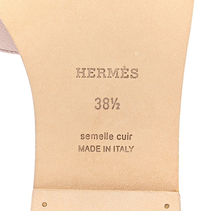 Hermes Epsom Oran Sandals 38.5 Rose Porcelaine 6 of 9