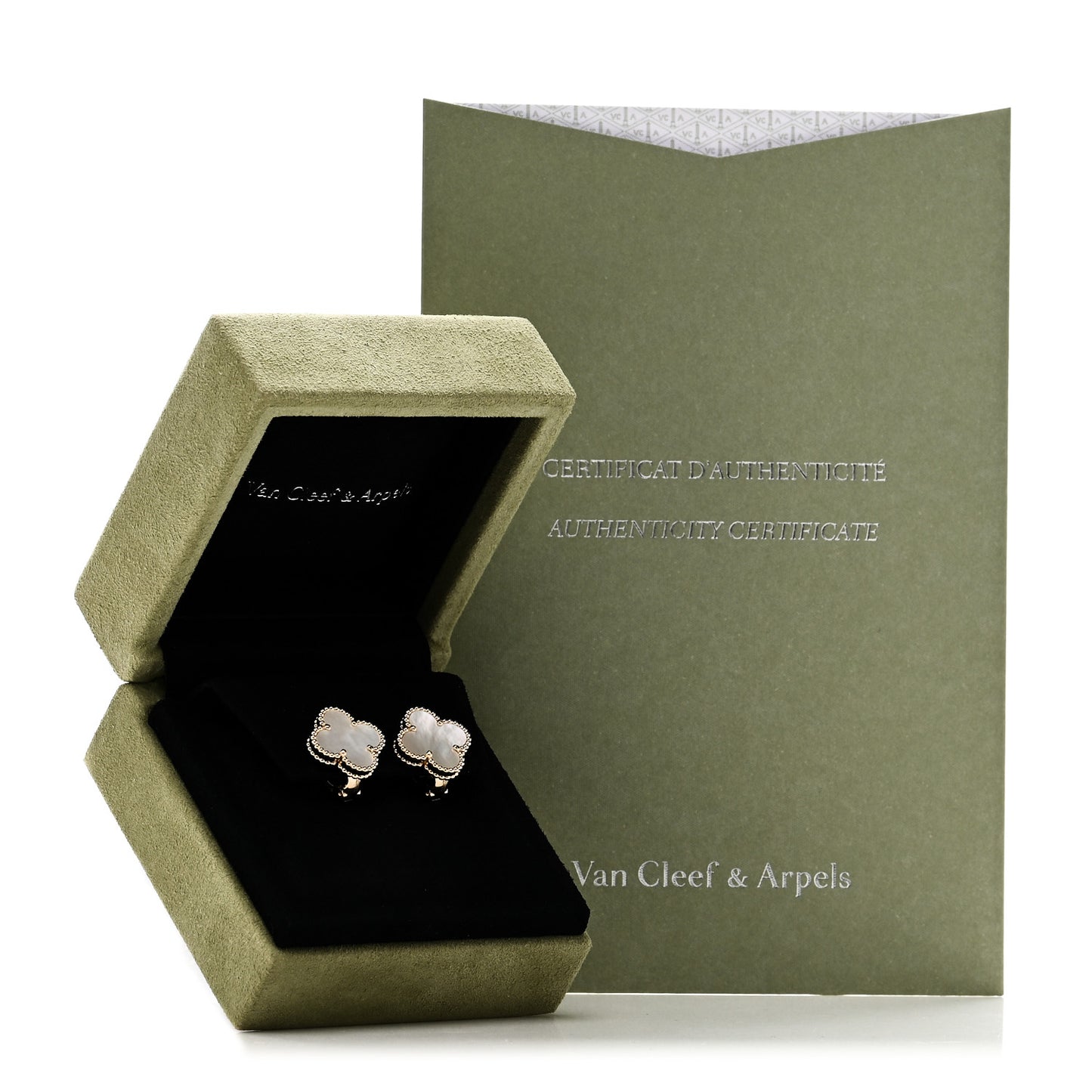 18K Yellow Gold Mother of Pearl Vintage Alhambra Earrings