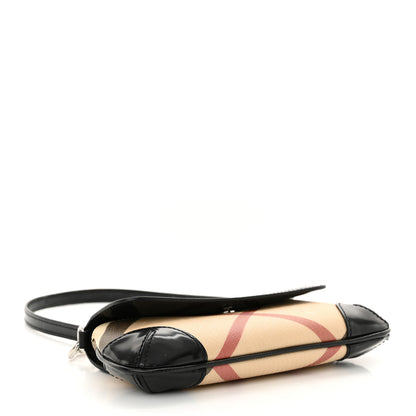 Burberry Nova Check Patent Calfskin Flap Shoulder Bag Black 4 of 13